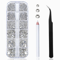 2400 Pcs Nail Art Rhinestones with Storage Box