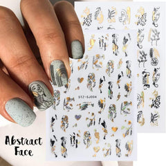 9 Sheets Golden Nail Art Stickers Decals Self Adhesive 3D Manicure Tips