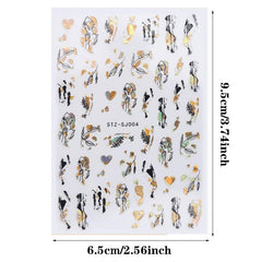 9 Sheets Golden Nail Art Stickers Decals Self Adhesive 3D Manicure Tips