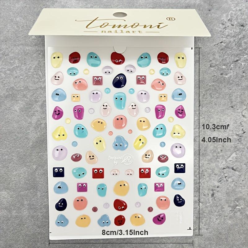 5D Cartoon Expression Nail Art Stickers Self Adhesive Decals