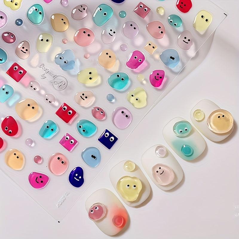 5D Cartoon Expression Nail Art Stickers Self Adhesive Decals