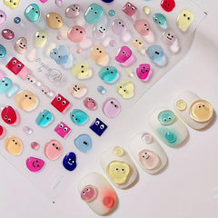 5D Cartoon Expression Nail Art Stickers Self Adhesive Decals