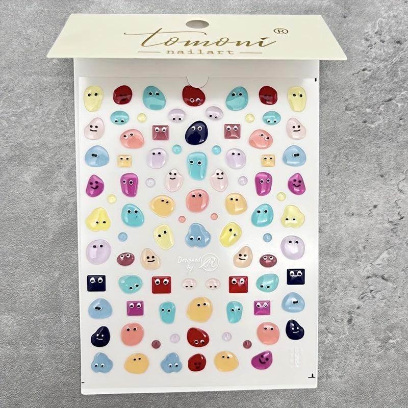 5D Cartoon Expression Nail Art Stickers Self Adhesive Decals