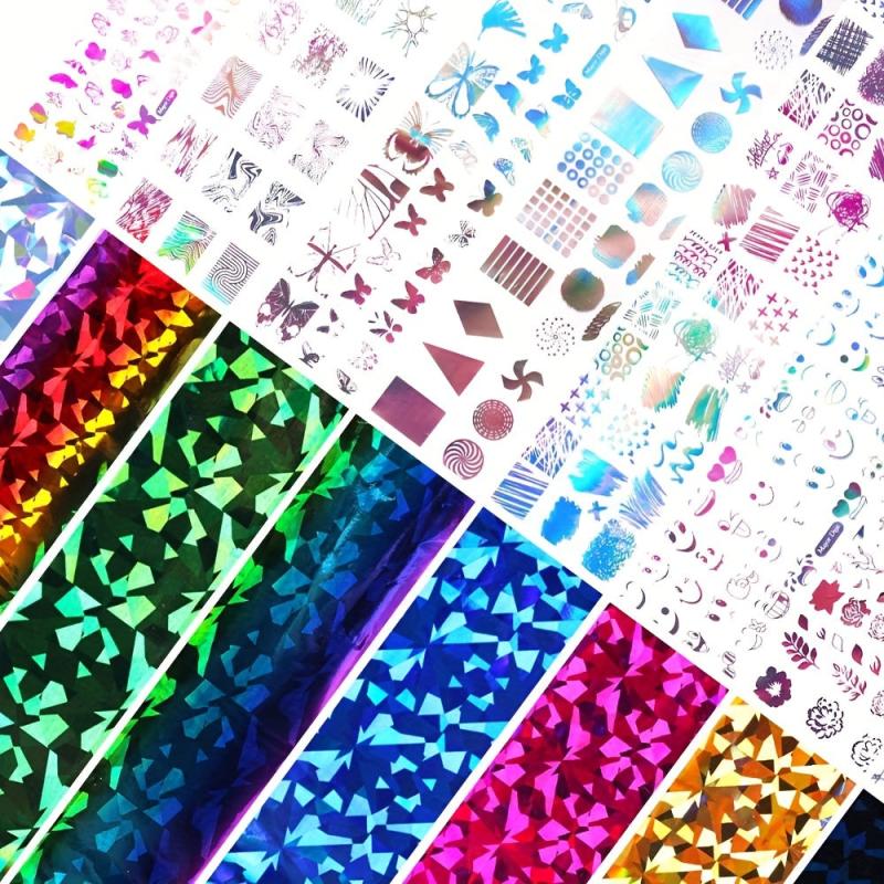 22 Sheets Laser Adhesive Nail Foils for DIY Nail Art Decoration
