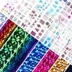 22 Sheets Laser Adhesive Nail Foils for DIY Nail Art Decoration