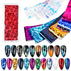 22 Sheets Laser Adhesive Nail Foils for DIY Nail Art Decoration