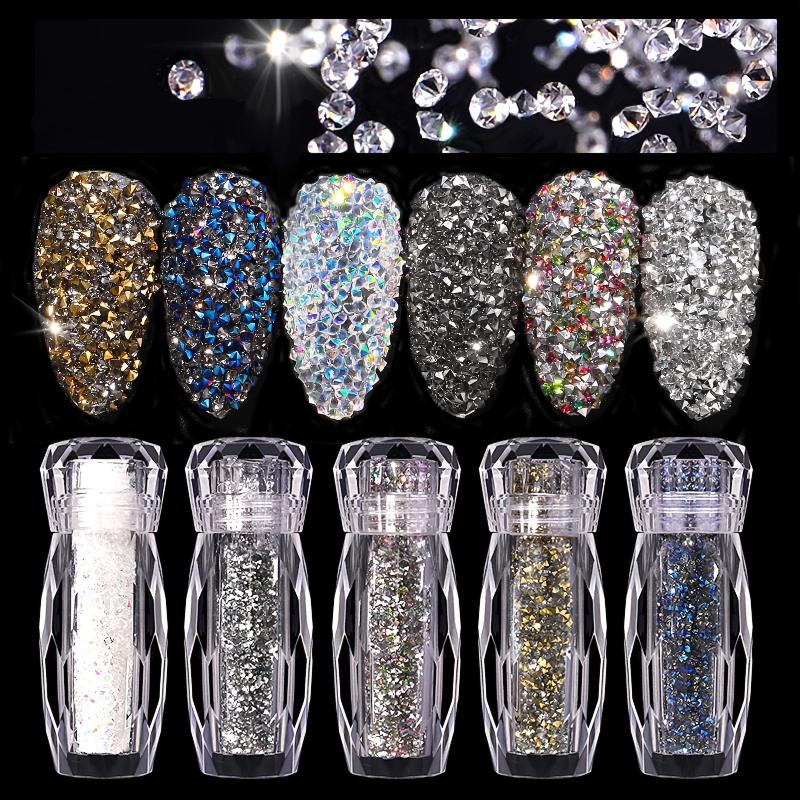 Glass Nail Charms Tiny Rhinestones Sand for DIY Nail Art
