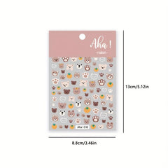 Cartoon Rabbit Rainbow Coffee Bear Nail Sticker Sheet
