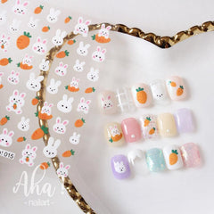 Cartoon Rabbit Rainbow Coffee Bear Nail Sticker Sheet
