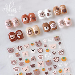 Cartoon Rabbit Rainbow Coffee Bear Nail Sticker Sheet