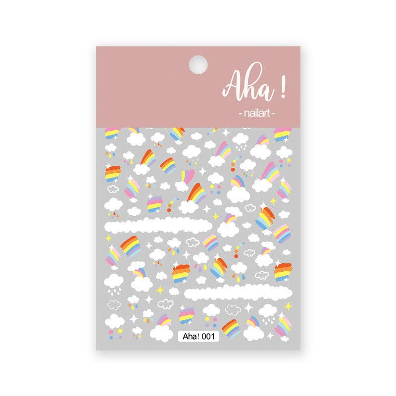 Cartoon Rabbit Rainbow Coffee Bear Nail Sticker Sheet