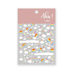 Cartoon Rabbit Rainbow Coffee Bear Nail Sticker Sheet