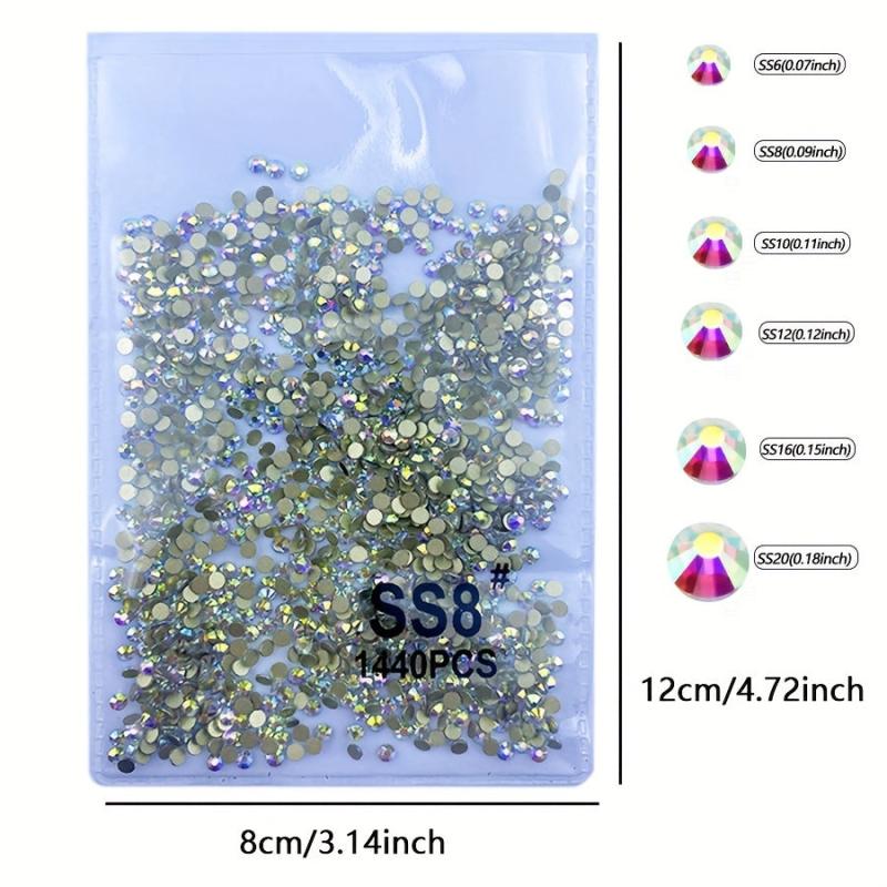 1440pcs Crystal AB Rhinestone Flat Back Glass Rhinestones