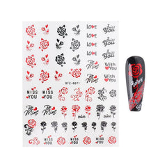 Heart Rose 3D Nail Art Stickers Acrylic Nail Decals