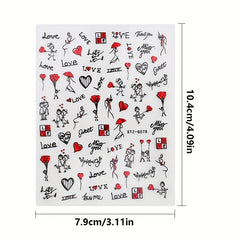 Heart Rose 3D Nail Art Stickers Acrylic Nail Decals