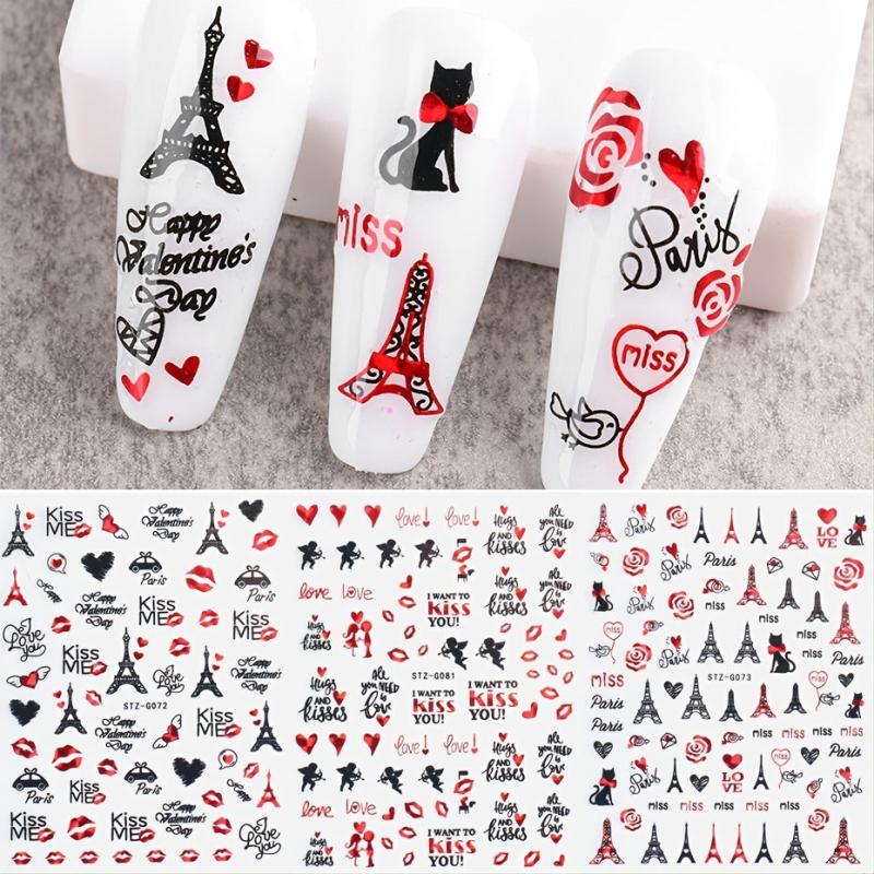 Heart Rose 3D Nail Art Stickers Acrylic Nail Decals