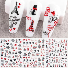 Heart Rose 3D Nail Art Stickers Acrylic Nail Decals