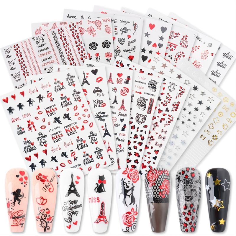 Heart Rose 3D Nail Art Stickers Acrylic Nail Decals