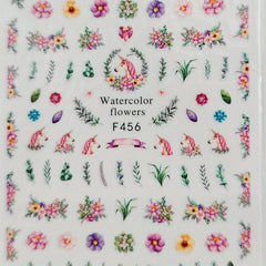 Unicorn Nail Art Stickers 3D Self Adhesive Flowers Green Nail Art Decals