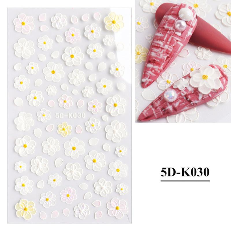 5D Embossed Lace Flower & Butterfly Nail Stickers for Stunning Nail Design