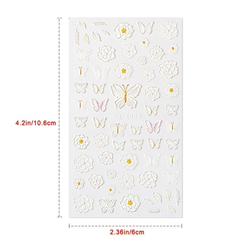 5D Embossed Lace Flower & Butterfly Nail Stickers for Stunning Nail Design