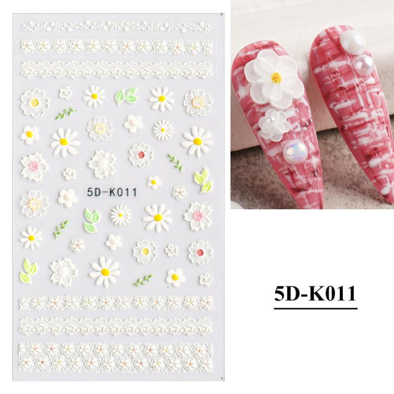 5D Embossed Lace Flower & Butterfly Nail Stickers for Stunning Nail Design