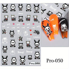 5D Embossed Halloween Nail Art Stickers - Self Adhesive Skull Pumpkin Ghost
