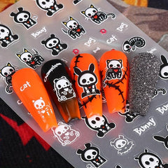 5D Embossed Halloween Nail Art Stickers - Self Adhesive Skull Pumpkin Ghost