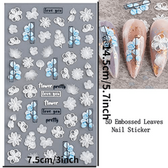 5D Stereoscopic Flowers Nail Stickers Self Adhesive Lace Rose Flower Decals
