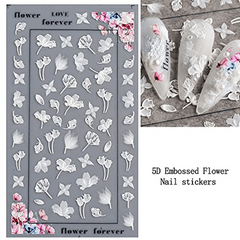 5D Stereoscopic Flowers Nail Stickers Self Adhesive Lace Rose Flower Decals