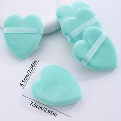 5pcs Heart Makeup Puff Dry & Wet Loose Powder Puff With Band Handle Sponge