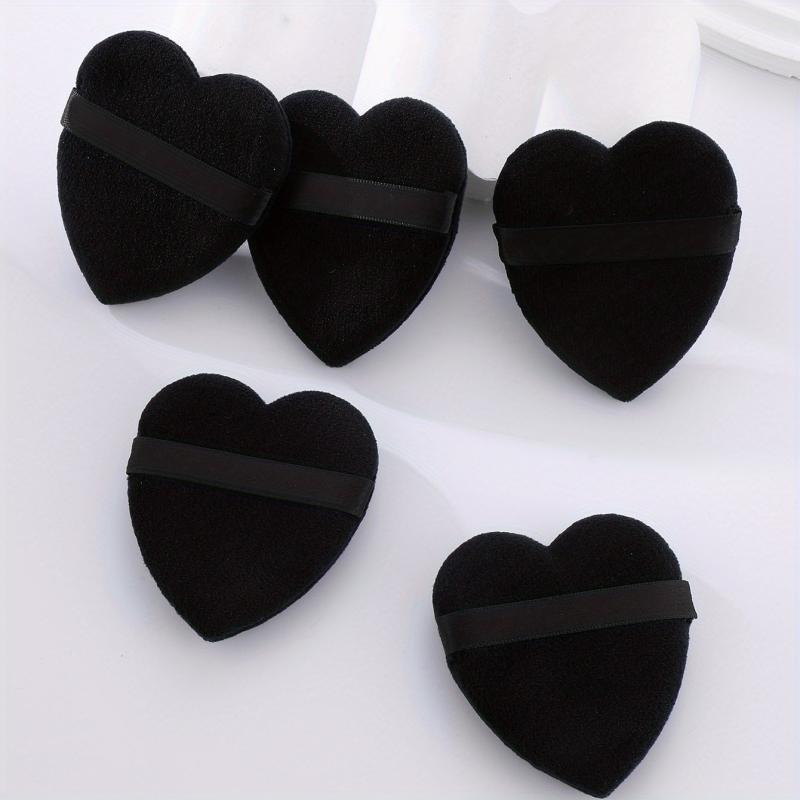 5pcs Heart Makeup Puff Dry & Wet Loose Powder Puff With Band Handle Sponge