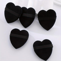 5pcs Heart Makeup Puff Dry & Wet Loose Powder Puff With Band Handle Sponge