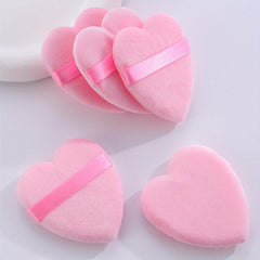 5pcs Heart Makeup Puff Dry & Wet Loose Powder Puff With Band Handle Sponge