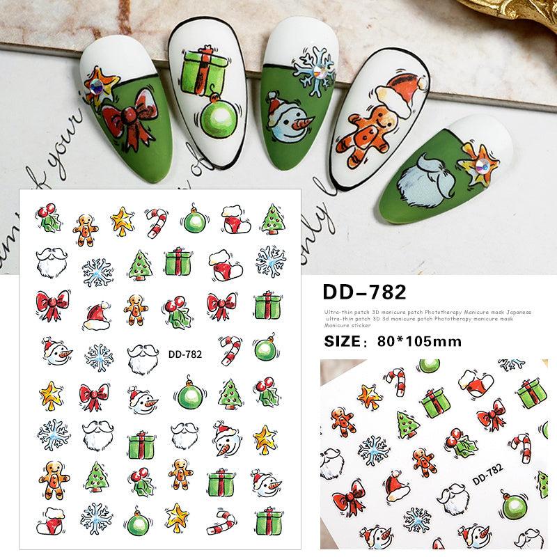 Festive Christmas Nail Stickers Snowflakes Snowmen Reindeer Santa Claus Decals