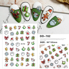 Festive Christmas Nail Stickers Snowflakes Snowmen Reindeer Santa Claus Decals