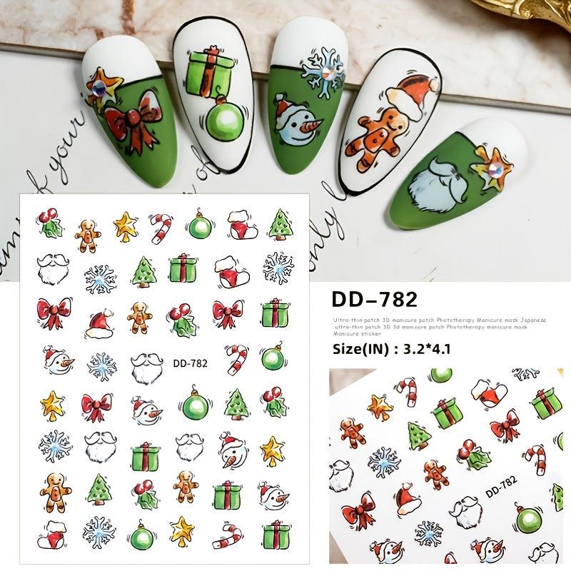 Festive Christmas Nail Stickers Snowflakes Snowmen Reindeer Santa Claus Decals