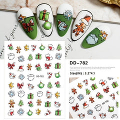 Festive Christmas Nail Stickers Snowflakes Snowmen Reindeer Santa Claus Decals