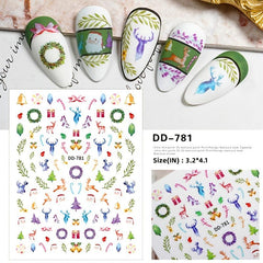Festive Christmas Nail Stickers Snowflakes Snowmen Reindeer Santa Claus Decals