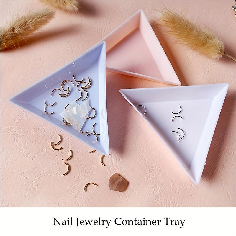 5 Pcs DIY Nail Art Triangular Tray for Rhinestone Storage