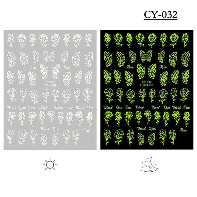 3D Nail Stickers Self Adhesive Luminous Flame Decal Stickers for Acrylic Nails
