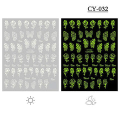 3D Nail Stickers Self Adhesive Luminous Flame Decal Stickers for Acrylic Nails