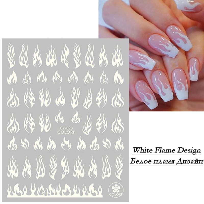 3D Nail Stickers Self Adhesive Luminous Flame Decal Stickers for Acrylic Nails