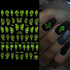 3D Nail Stickers Self Adhesive Luminous Flame Decal Stickers for Acrylic Nails
