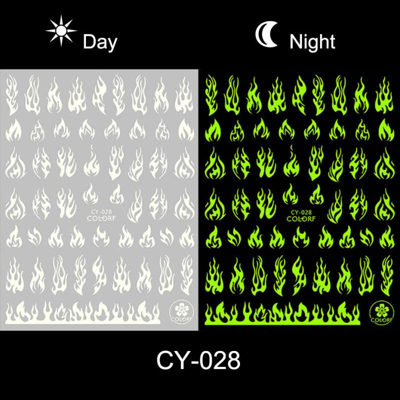 3D Nail Stickers Self Adhesive Luminous Flame Decal Stickers for Acrylic Nails