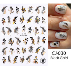 3D Flower Nail Stickers Floral Leaf Nail Art Decals Girl Adhesive Slider Spring