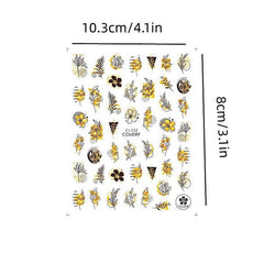 3D Flower Nail Stickers Floral Leaf Nail Art Decals Girl Adhesive Slider Spring