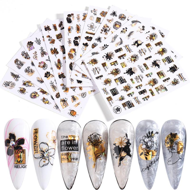 3D Flower Nail Stickers Floral Leaf Nail Art Decals Girl Adhesive Slider Spring