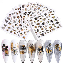 3D Flower Nail Stickers Floral Leaf Nail Art Decals Girl Adhesive Slider Spring