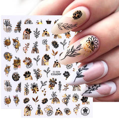 3D Flower Nail Stickers Floral Leaf Nail Art Decals Girl Adhesive Slider Spring